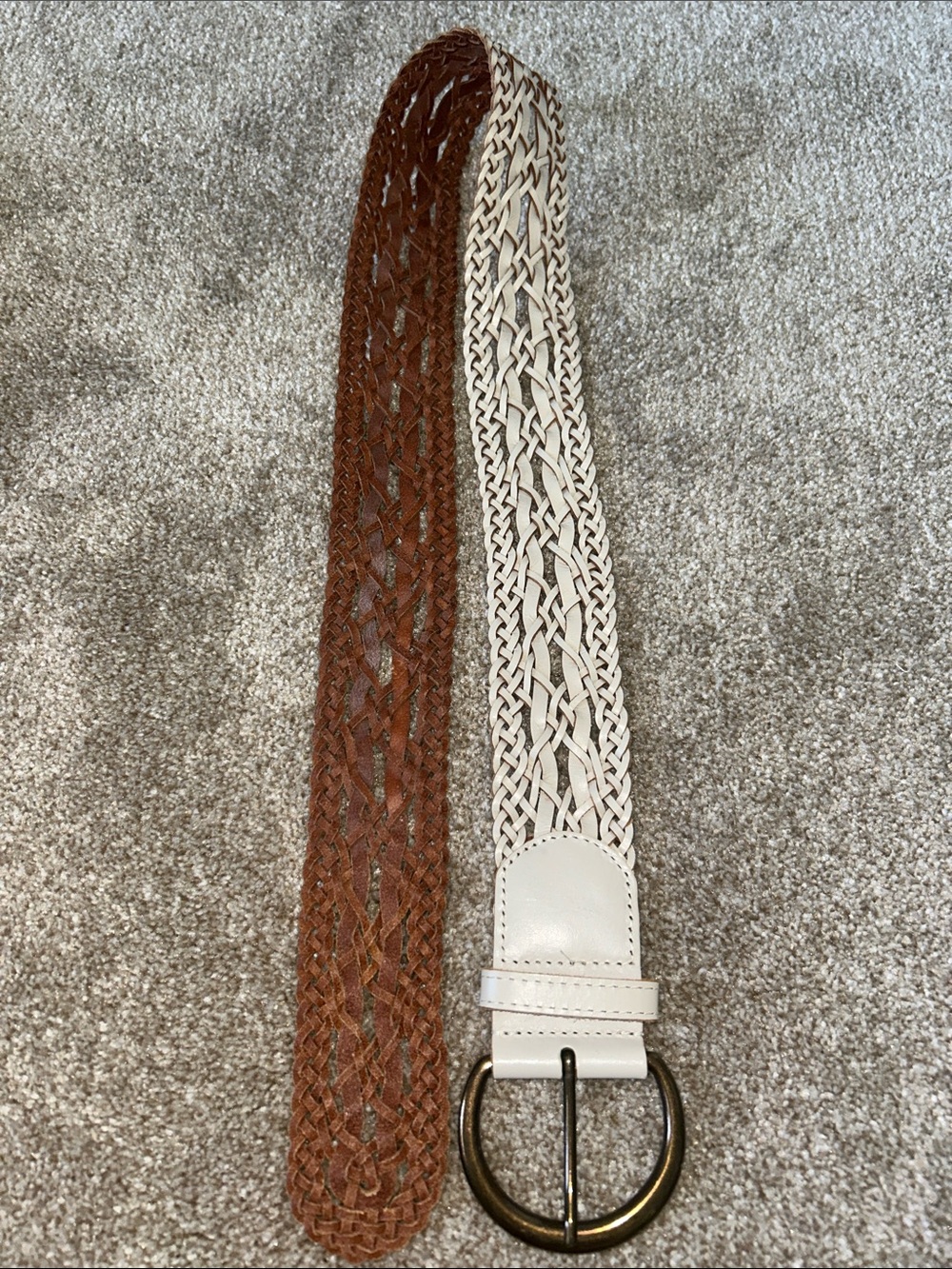TalbotsBraided Two-Tone Leather Belt — Brown & Cream